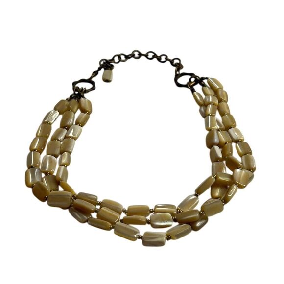 Vintage Multi-Strand Beige Beaded Necklace Adjustable - Picture 1 of 9
